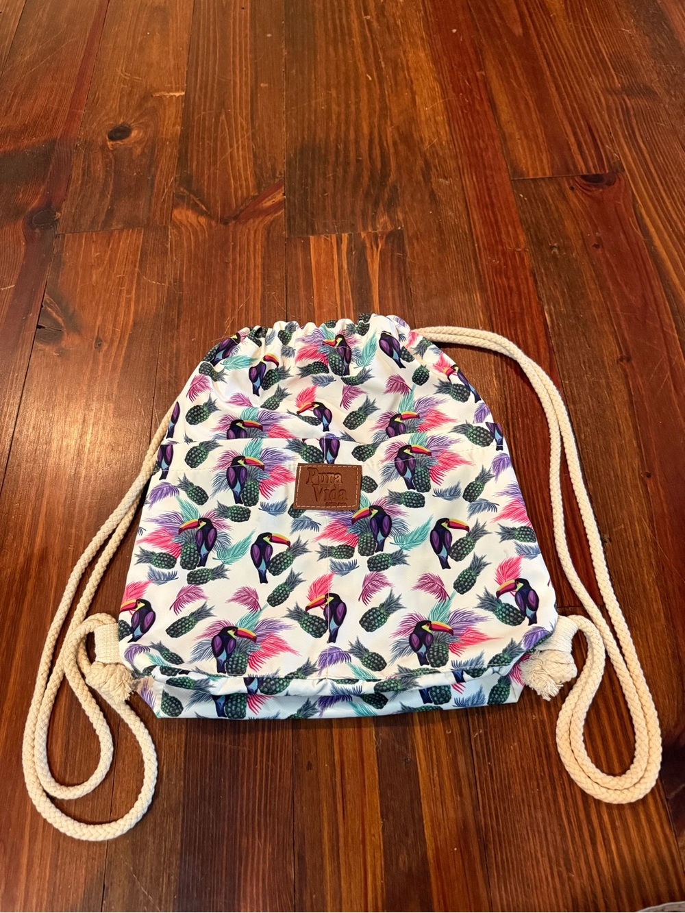 Pura Vida Toucan Print Drawstring Bag